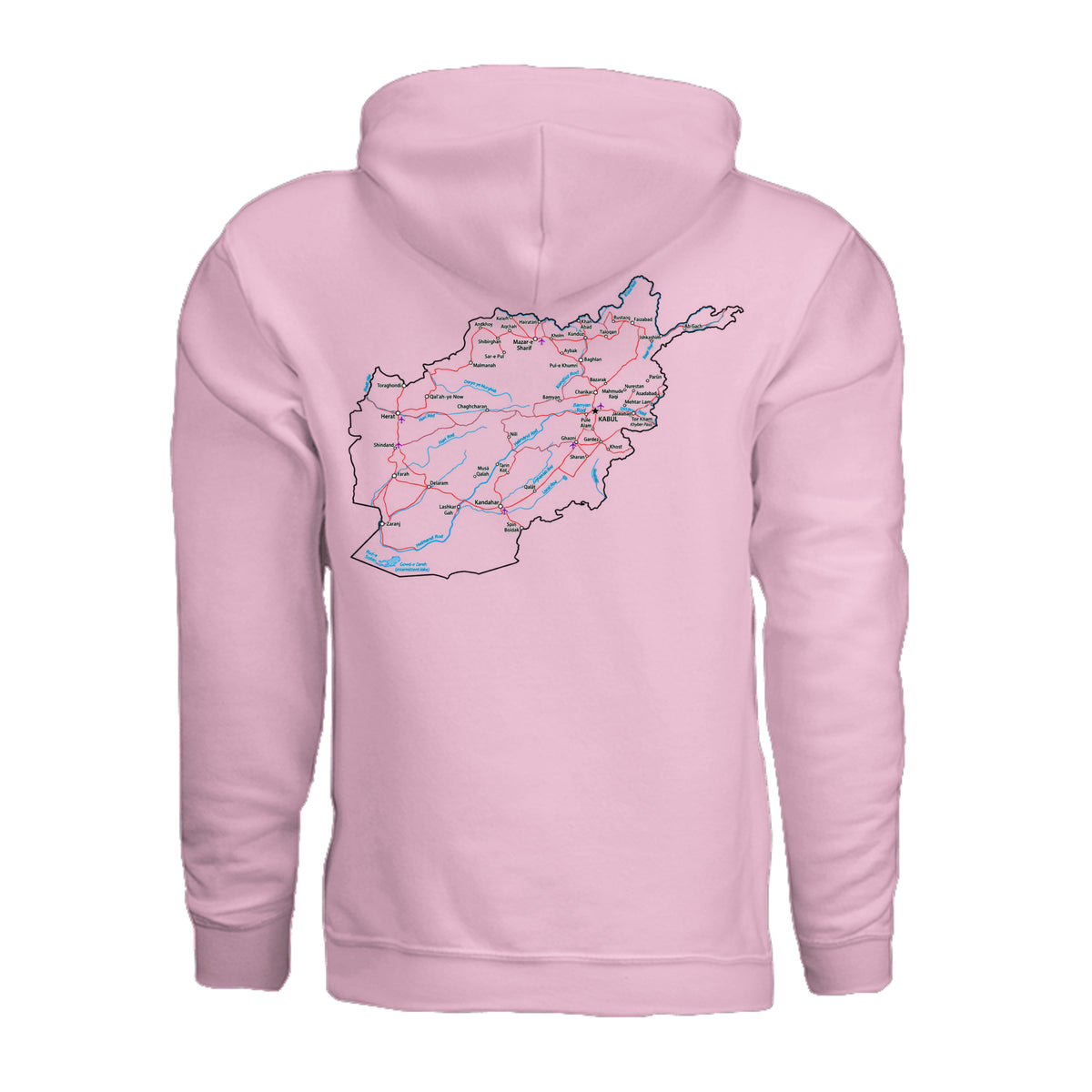 Afghanistan Veteran Detailed Map Hoodie - Light Pink (Back) | Ironsight Syndicate