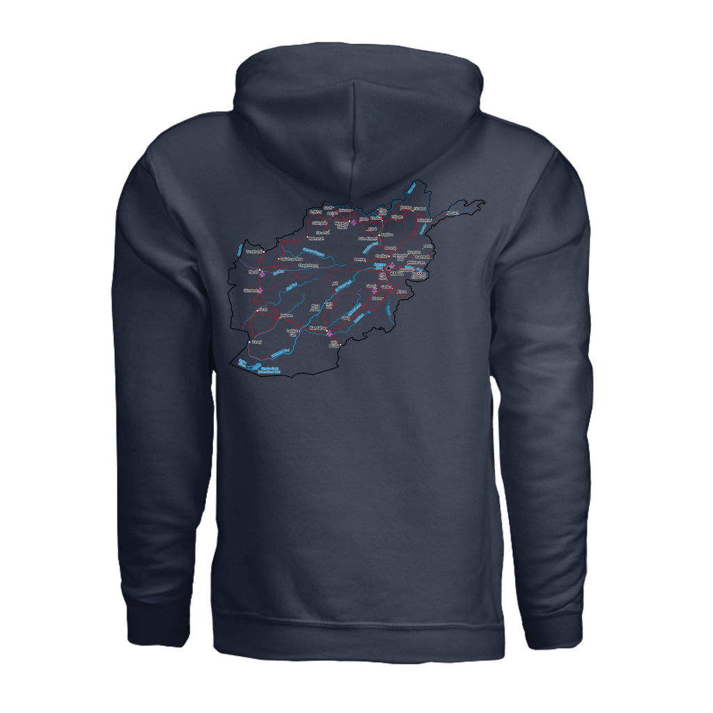 Afghanistan Veteran Detailed Map Hoodie - Navy (Back) | Ironsight Syndicate