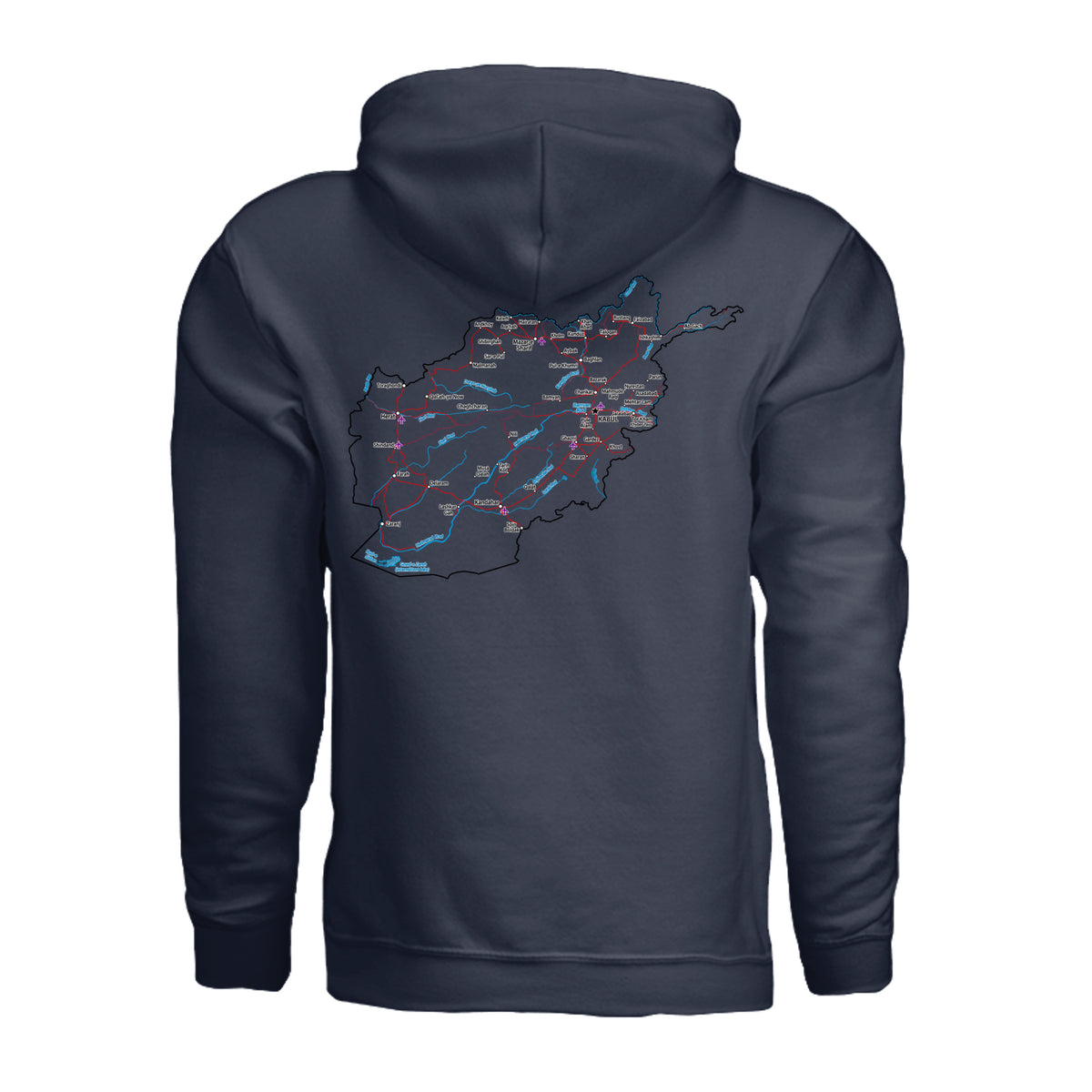 Afghanistan Veteran Detailed Map Hoodie - Navy (Back) | Ironsight Syndicate