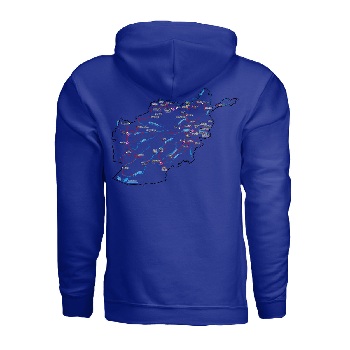 Afghanistan Veteran Detailed Map Hoodie - Royal (Back) | Ironsight Syndicate