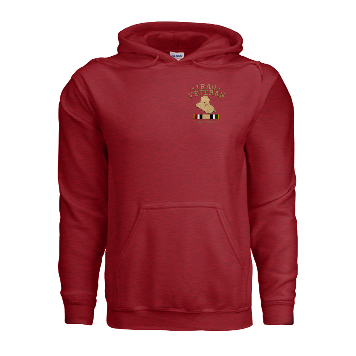 Iraq Veteran Detailed Map Hoodie - Antique Cherry Red | Ironsight Syndicate