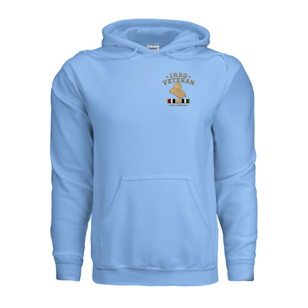 Iraq Veteran Detailed Map Hoodie - Carolina Blue | Ironsight Syndicate