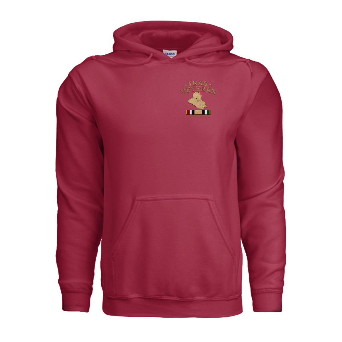 Iraq Veteran Detailed Map Hoodie - Cherry Red | Ironsight Syndicate