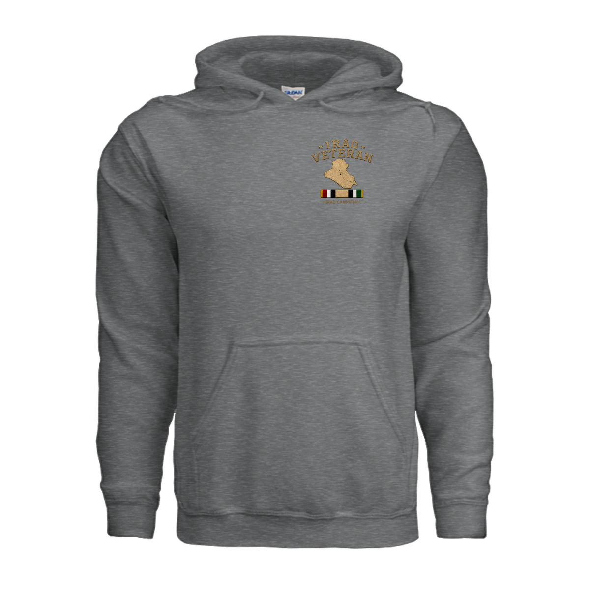 Iraq Veteran Detailed Map Hoodie - Fan Charcoal Heather | Ironsight Syndicate