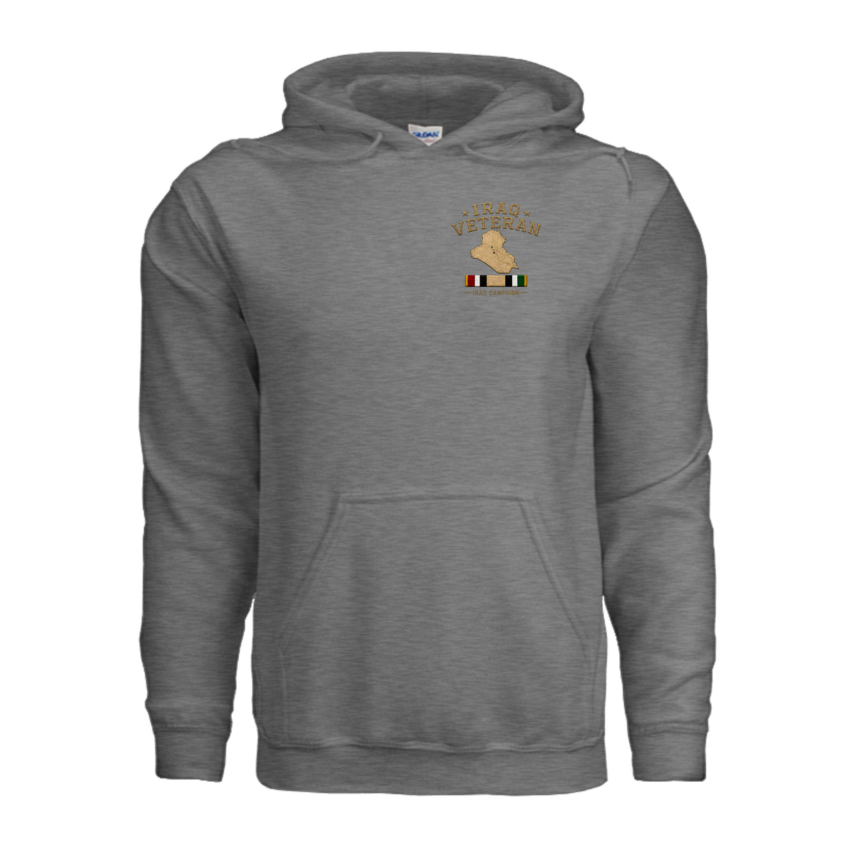 Iraq Veteran Detailed Map Hoodie - Graphite Heather | Ironsight Syndicate