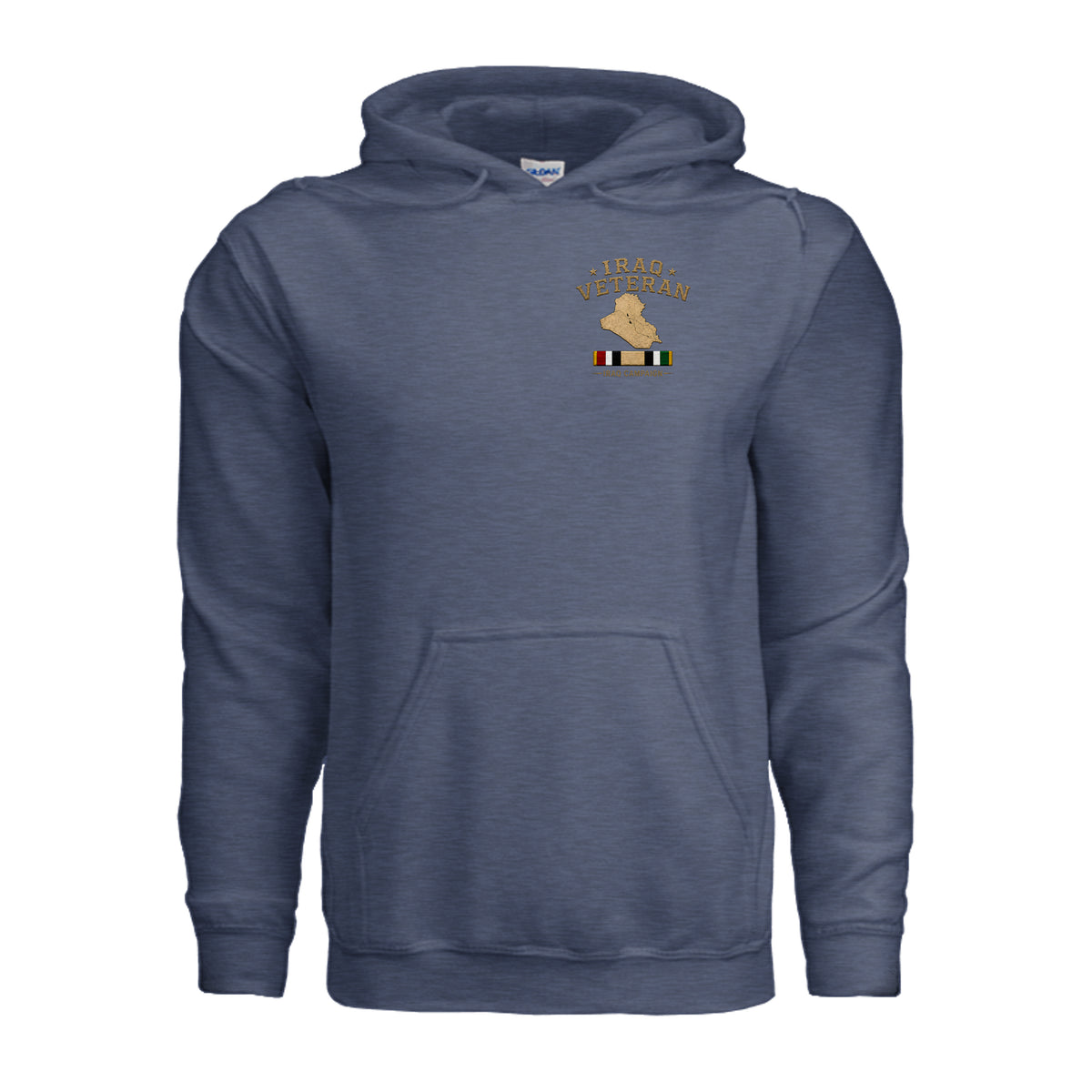 Iraq Veteran Detailed Map Hoodie - Heather Sport Dark Navy | Ironsight Syndicate