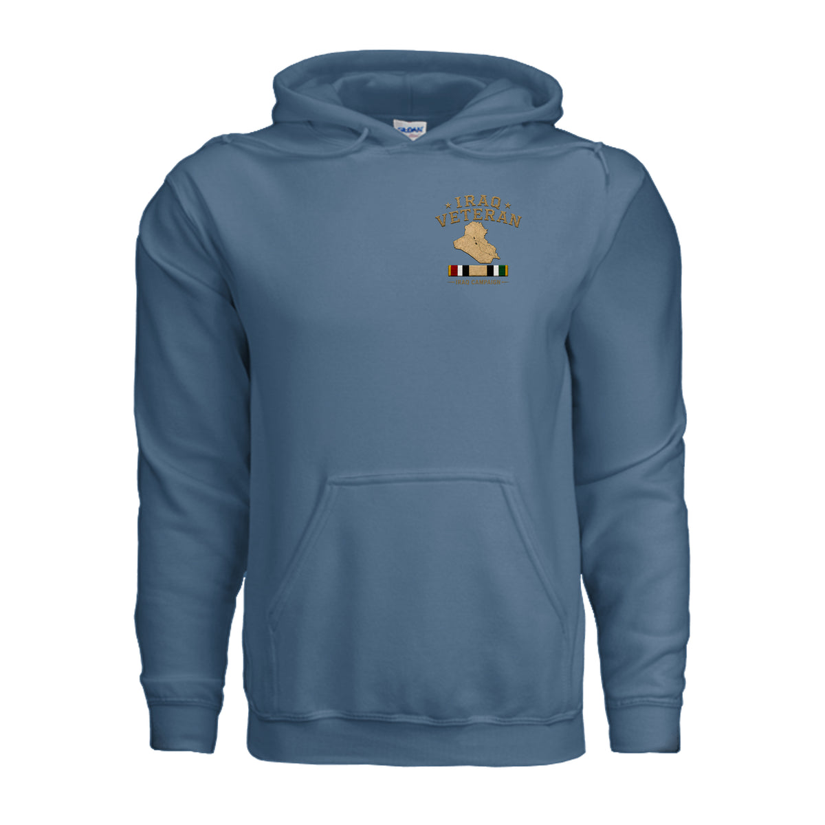 Iraq Veteran Detailed Map Hoodie - Indigo Blue | Ironsight Syndicate