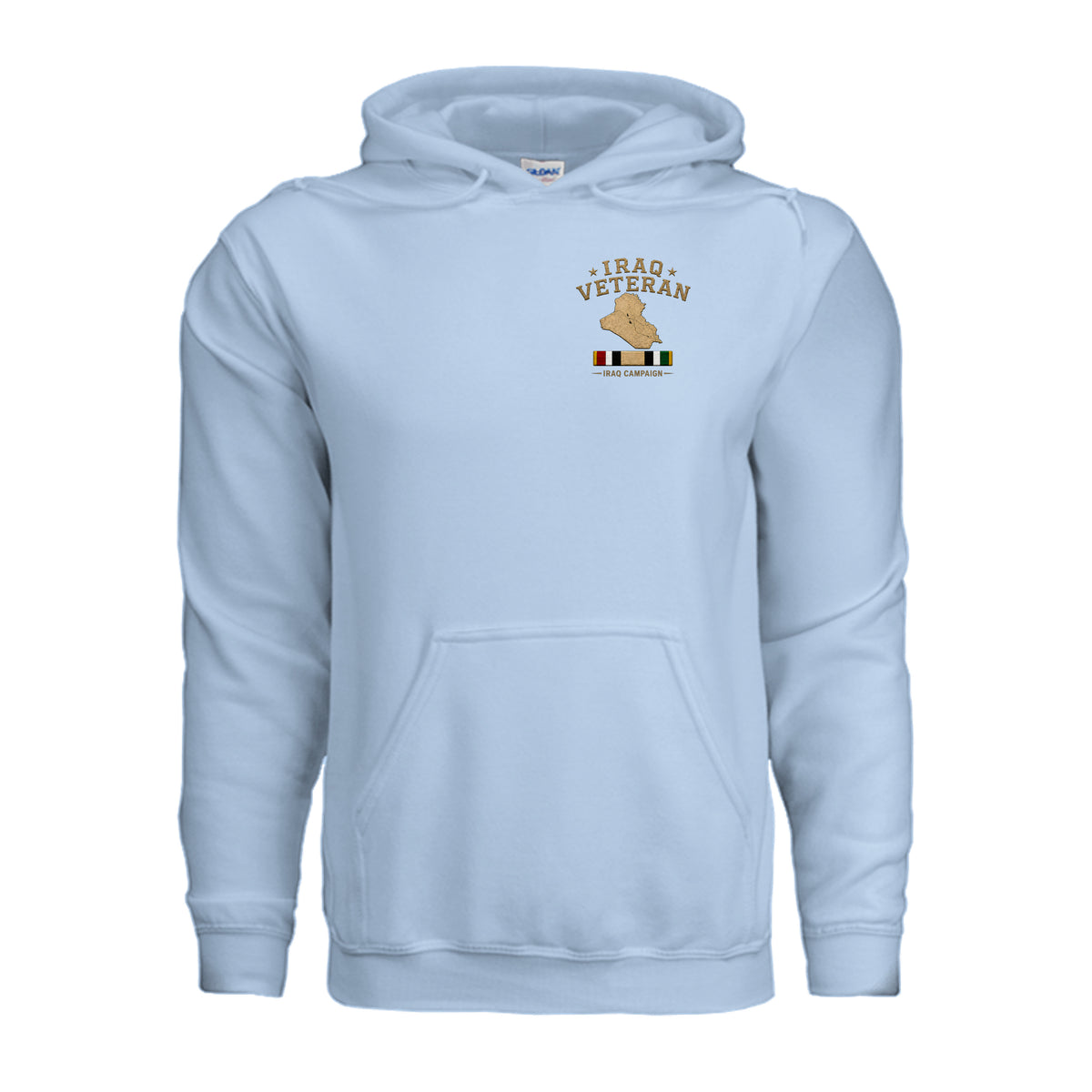 Iraq Veteran Detailed Map Hoodie - Light Blue | Ironsight Syndicate
