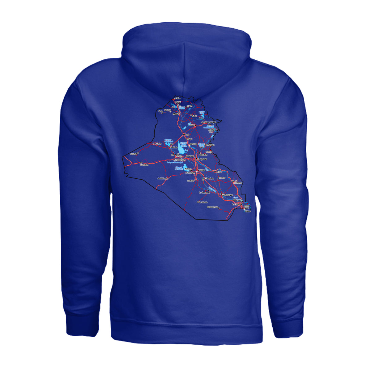 Iraq Veteran Detailed Map Hoodie - Royal (Back) | Ironsight Syndicate