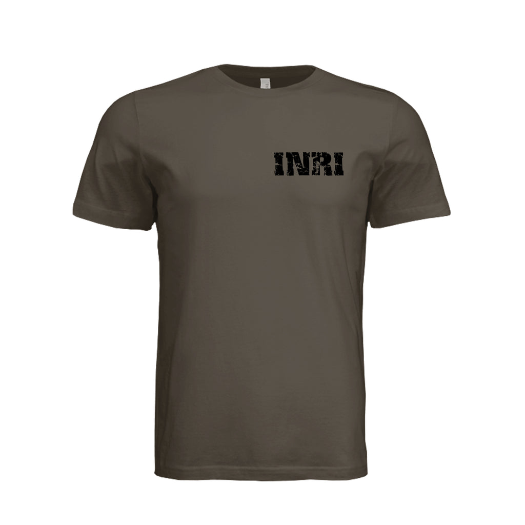 Celtic Cross INRI T-Shirt in Army - Front