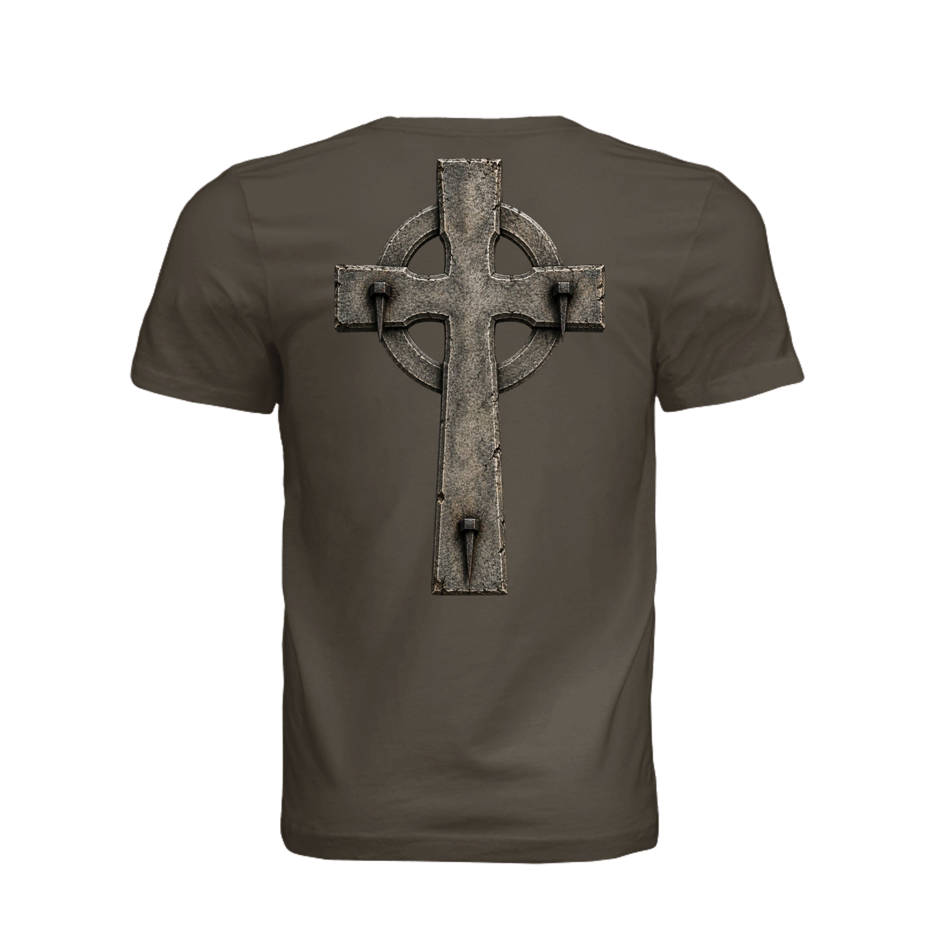 Celtic Cross INRI T-Shirt in Army - Back