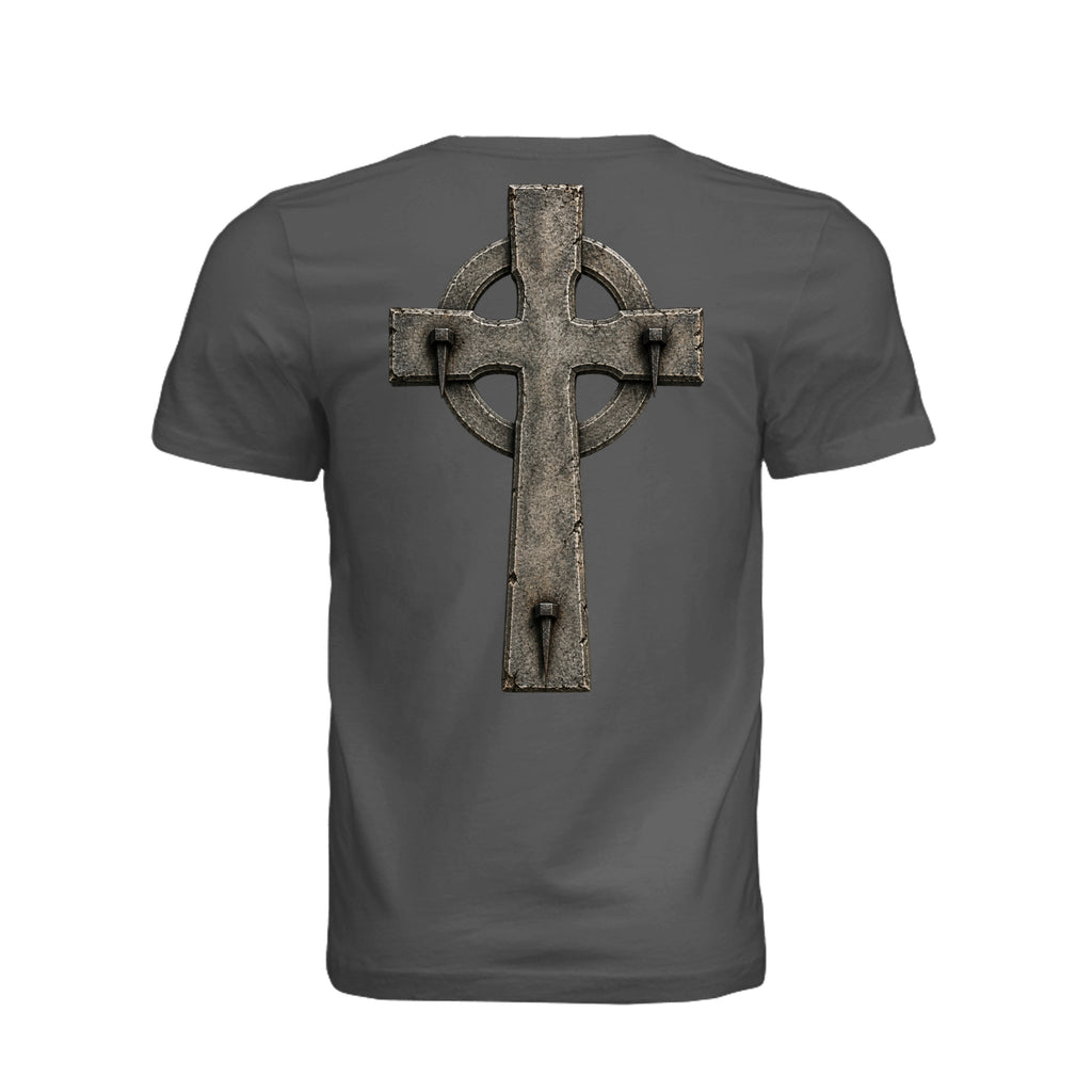 Celtic Cross INRI T-Shirt in Asphalt - Back
