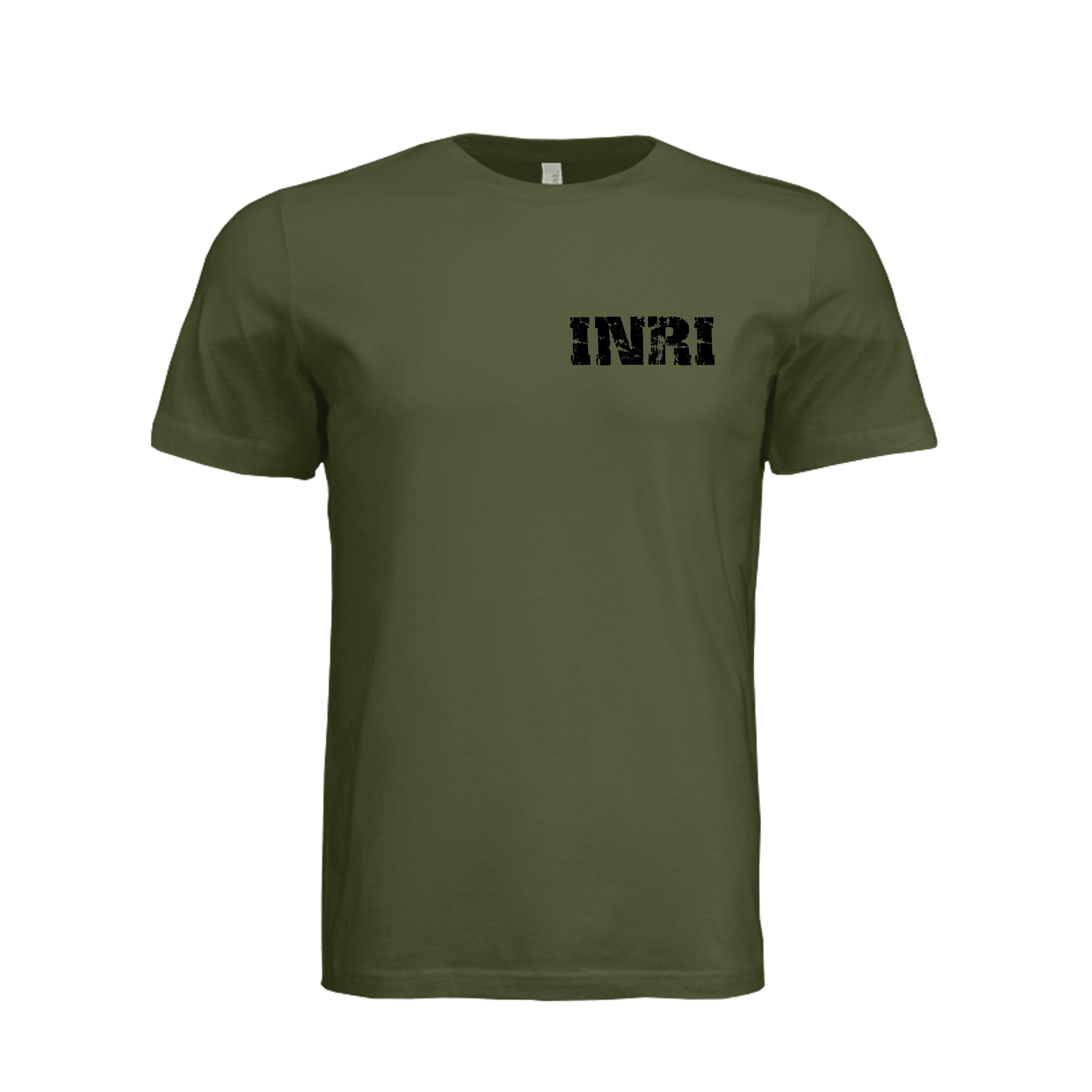 Celtic Cross INRI T-Shirt in Olive - Front