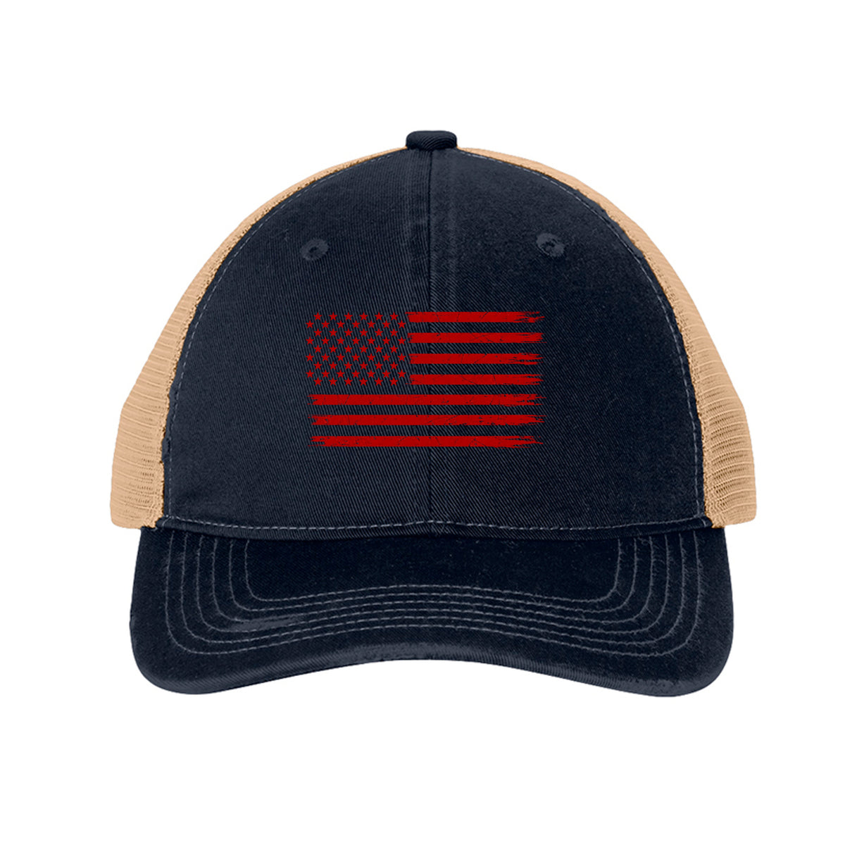Red Distressed American Flag Hat - River Blue Navy/ Khaki | Ironsight Syndicate