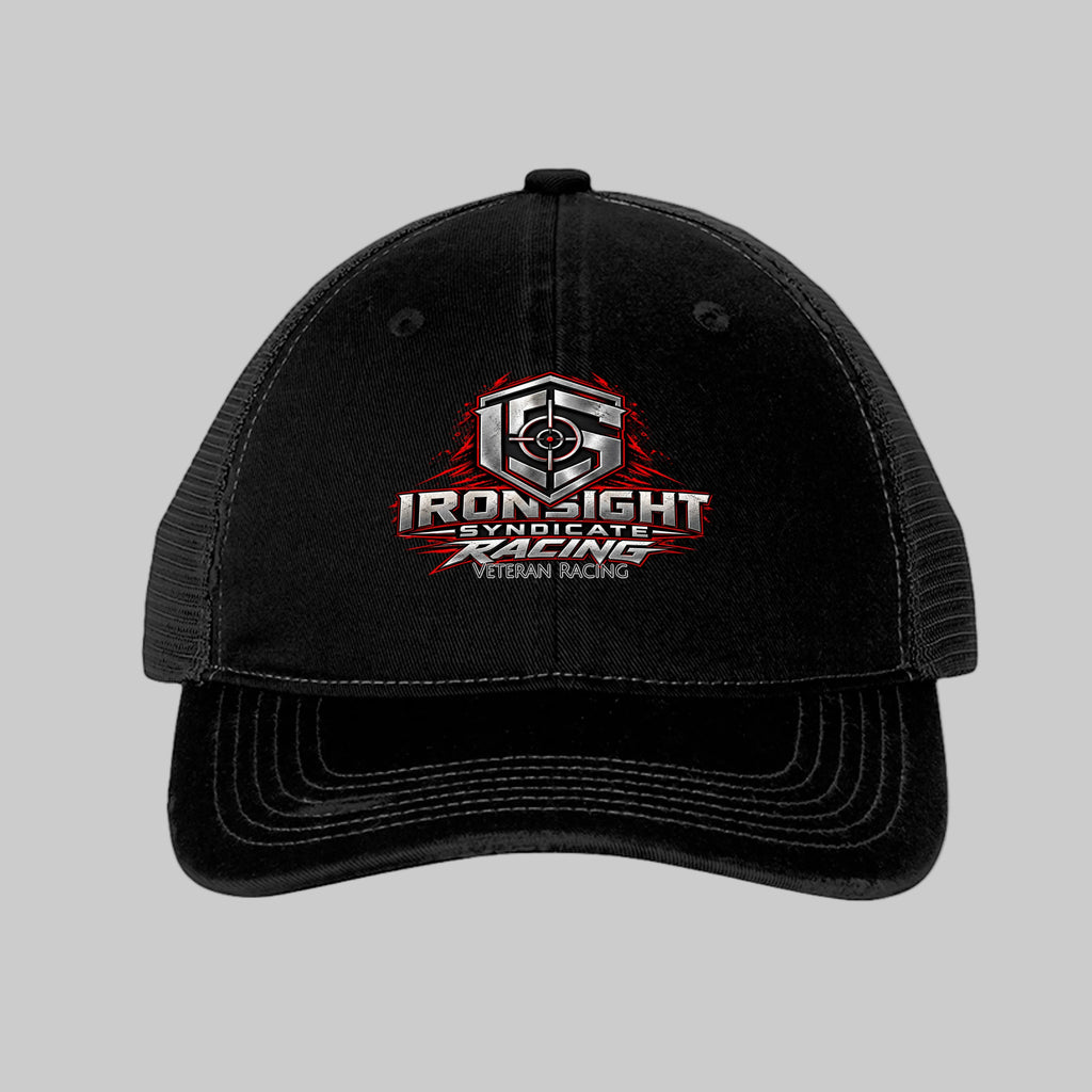 Ironsight Syndicate Racing Trucker Hat - Black/ Black | Ironsight Syndicate