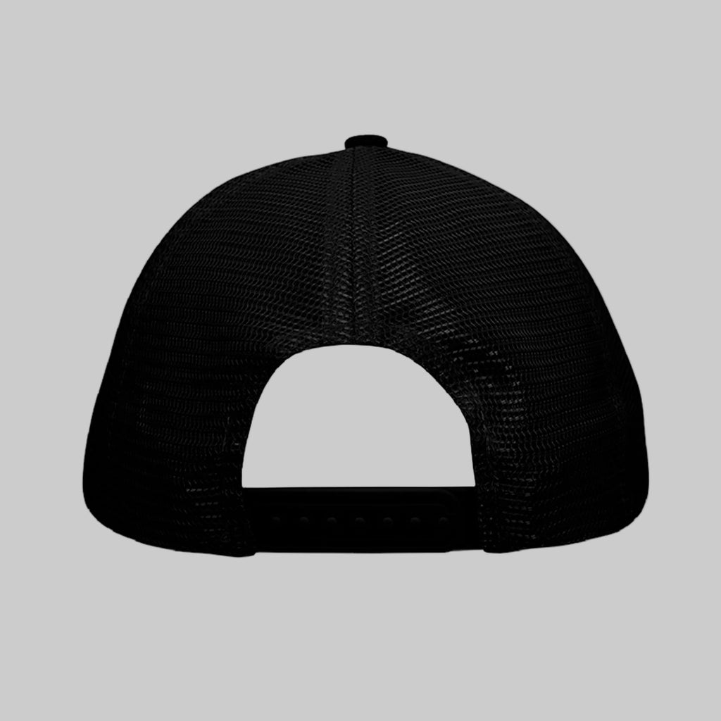 Ironsight Syndicate Racing Trucker Hat - Black/ Black (Back) | Ironsight Syndicate