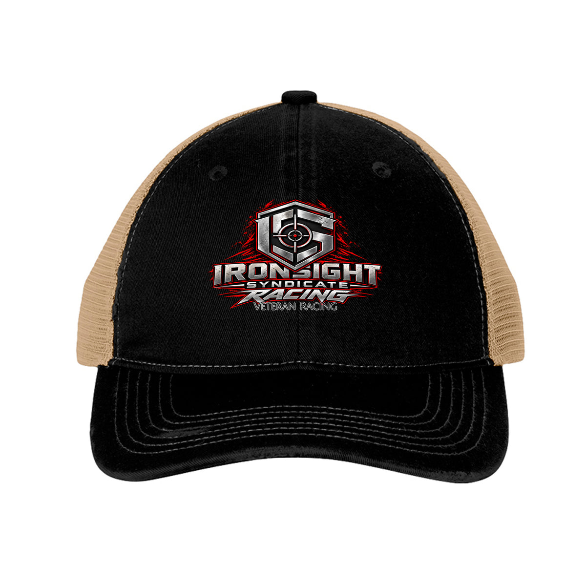 Ironsight Syndicate Racing Trucker Hat - Black/ Khaki | Ironsight Syndicate