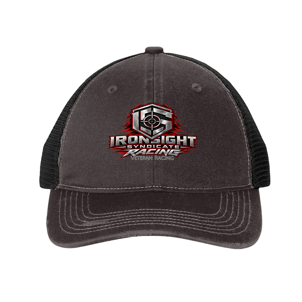 Ironsight Syndicate Racing Trucker Hat - Grey Steel/ Black | Ironsight Syndicate