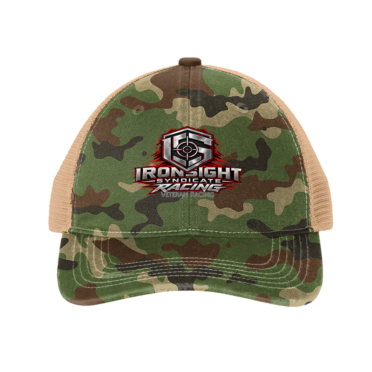 Ironsight Syndicate Racing Trucker Hat - Military Camo/ Khaki | Ironsight Syndicate
