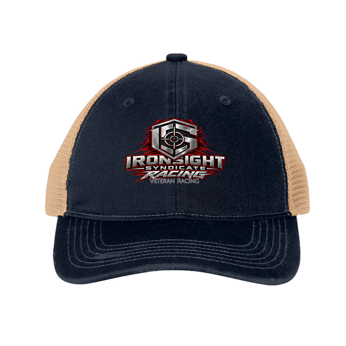 Ironsight Syndicate Racing Trucker Hat - River Blue Navy/ Khaki | Ironsight Syndicate