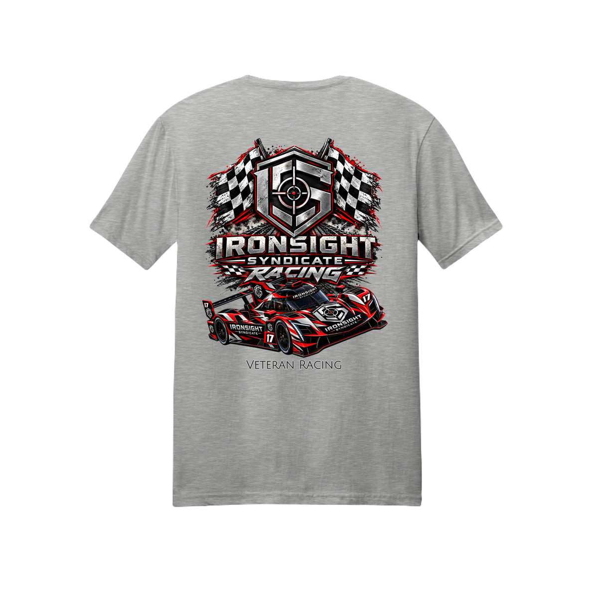 Ironsight Syndicate Racing T-Shirt - Ash (Back) | Ironsight Syndicate
