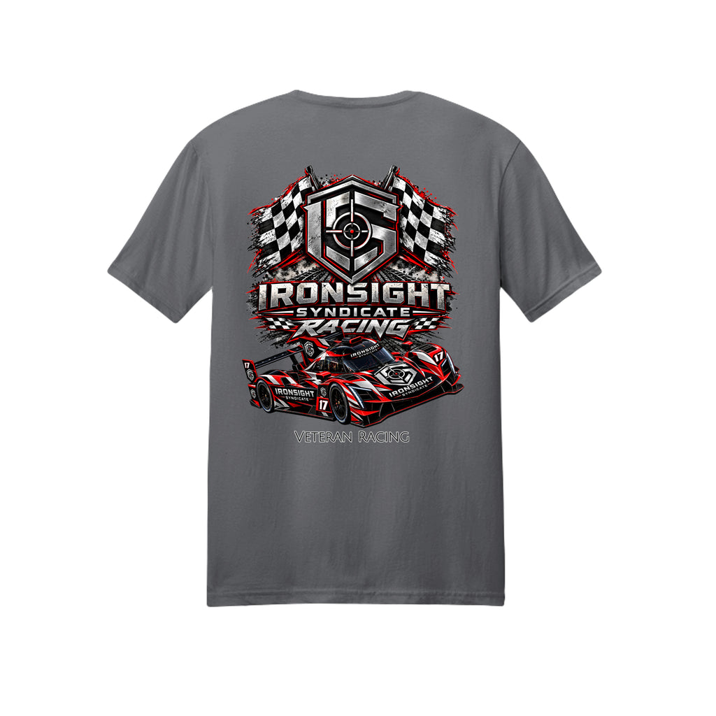 Ironsight Syndicate Racing T-Shirt - Charcoal (Back) | Ironsight Syndicate
