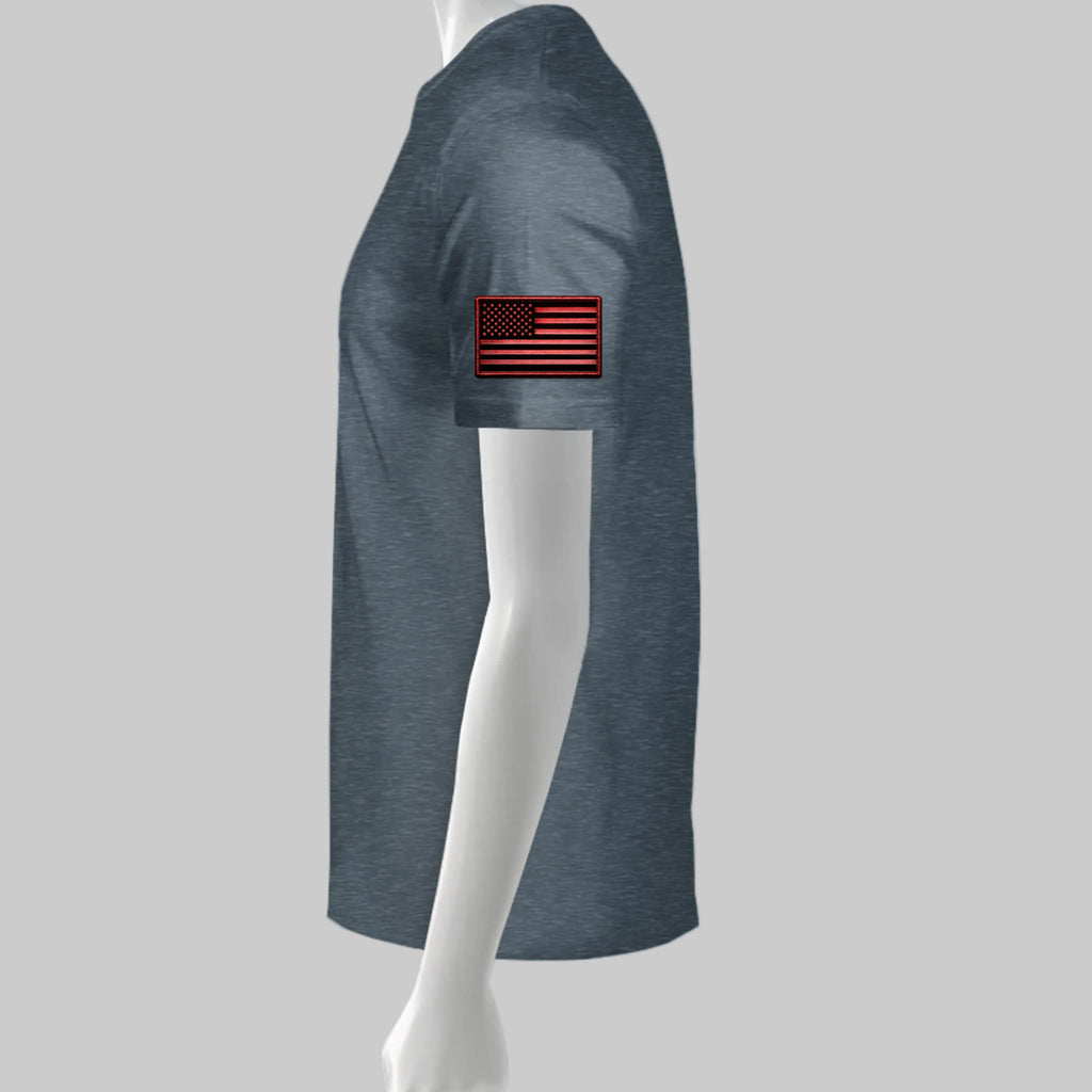 Ironsight Syndicate Racing T-Shirt - Dark Heather (Left Sleeve) | Ironsight Syndicate