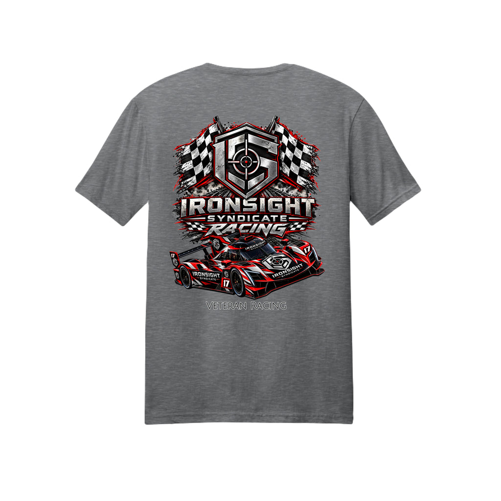 Ironsight Syndicate Racing T-Shirt - Graphite Heather (Back) | Ironsight Syndicate