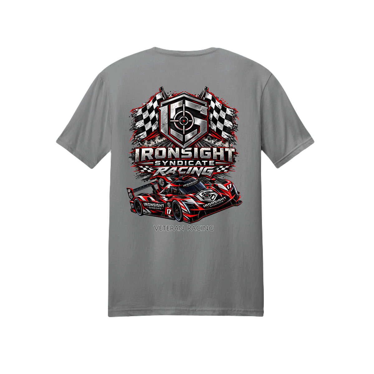 Ironsight Syndicate Racing T-Shirt - Gravel (Back) | Ironsight Syndicate