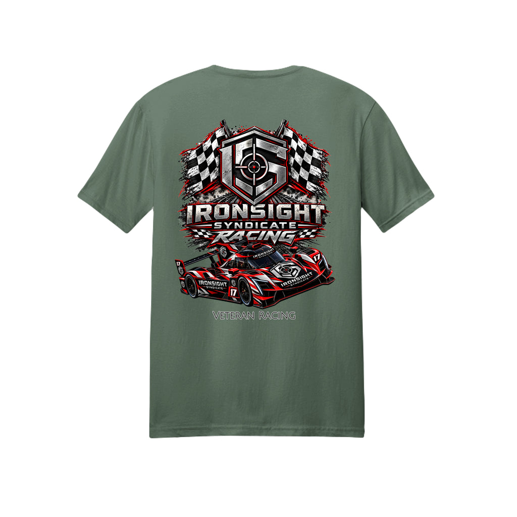 Ironsight Syndicate Racing T-Shirt - Military Green (Back) | Ironsight Syndicate