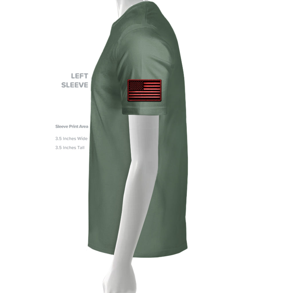 Ironsight Syndicate Racing T-Shirt - Military Green (Left Sleeve) | Ironsight Syndicate