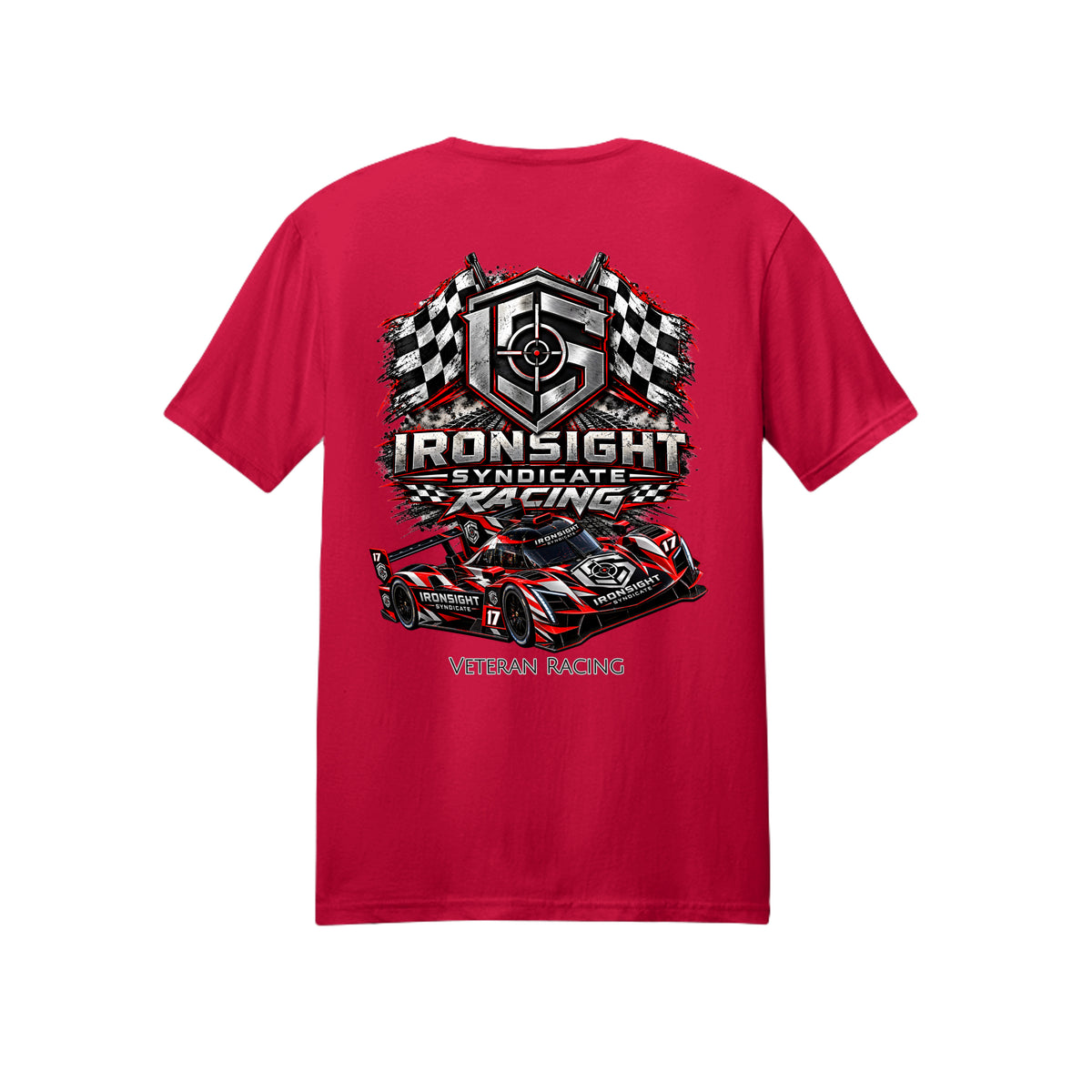 Ironsight Syndicate Racing T-Shirt - Red (Back) | Ironsight Syndicate