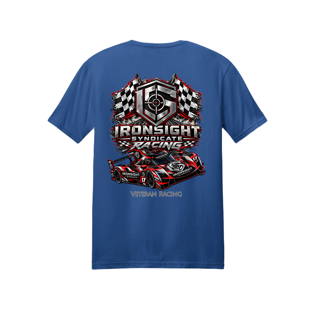 Ironsight Syndicate Racing T-Shirt - Royal (Back) | Ironsight Syndicate