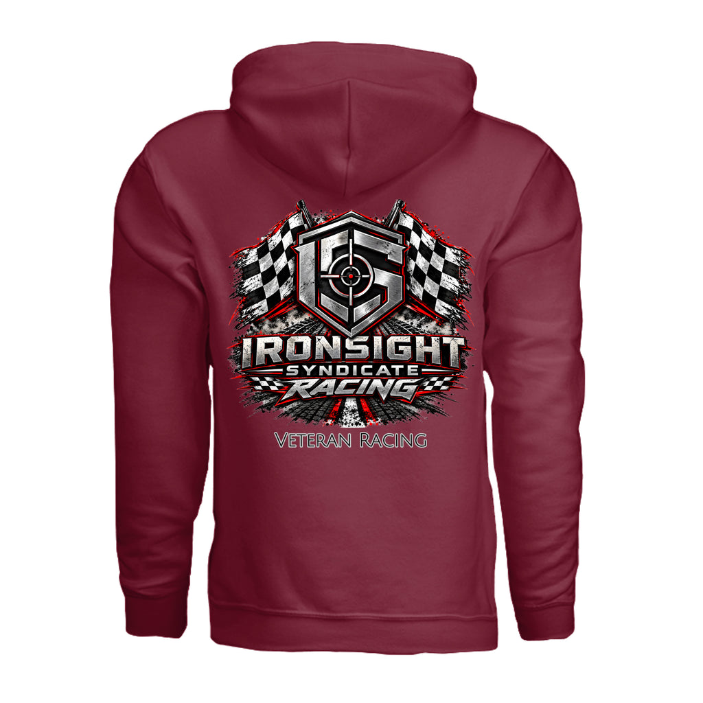 Ironsight Syndicate Racing Hoodie - Cardinal (Back) | Ironsight Syndicate