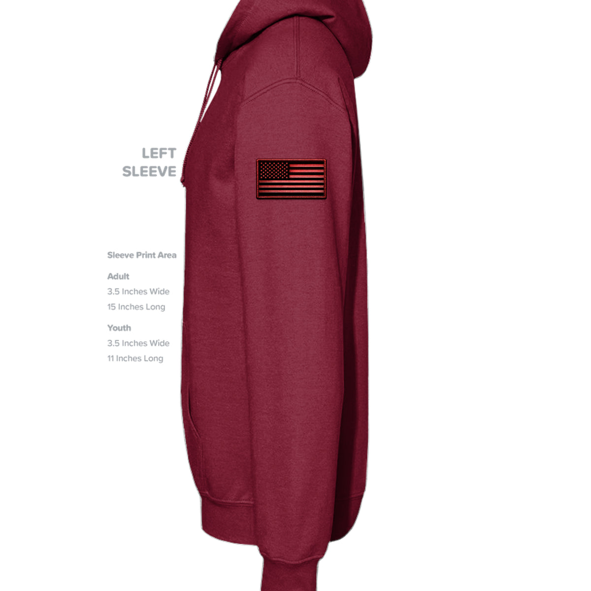 Ironsight Syndicate Racing Hoodie - Cardinal (Left Sleeve) | Ironsight Syndicate