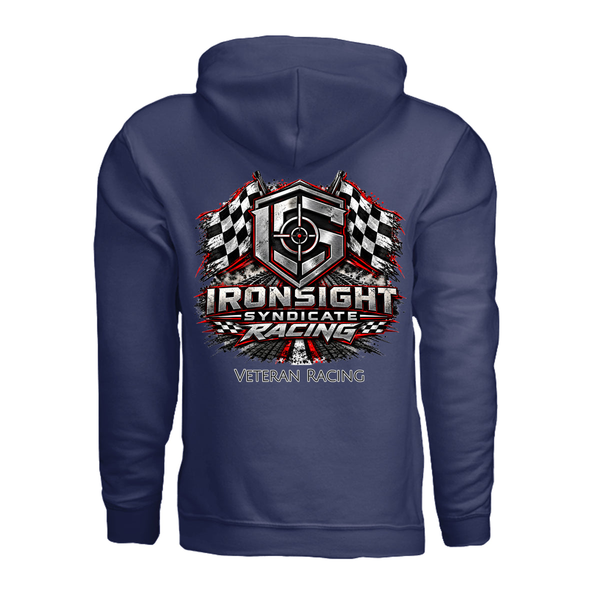 Ironsight Syndicate Racing Hoodie - Cobalt (Back) | Ironsight Syndicate