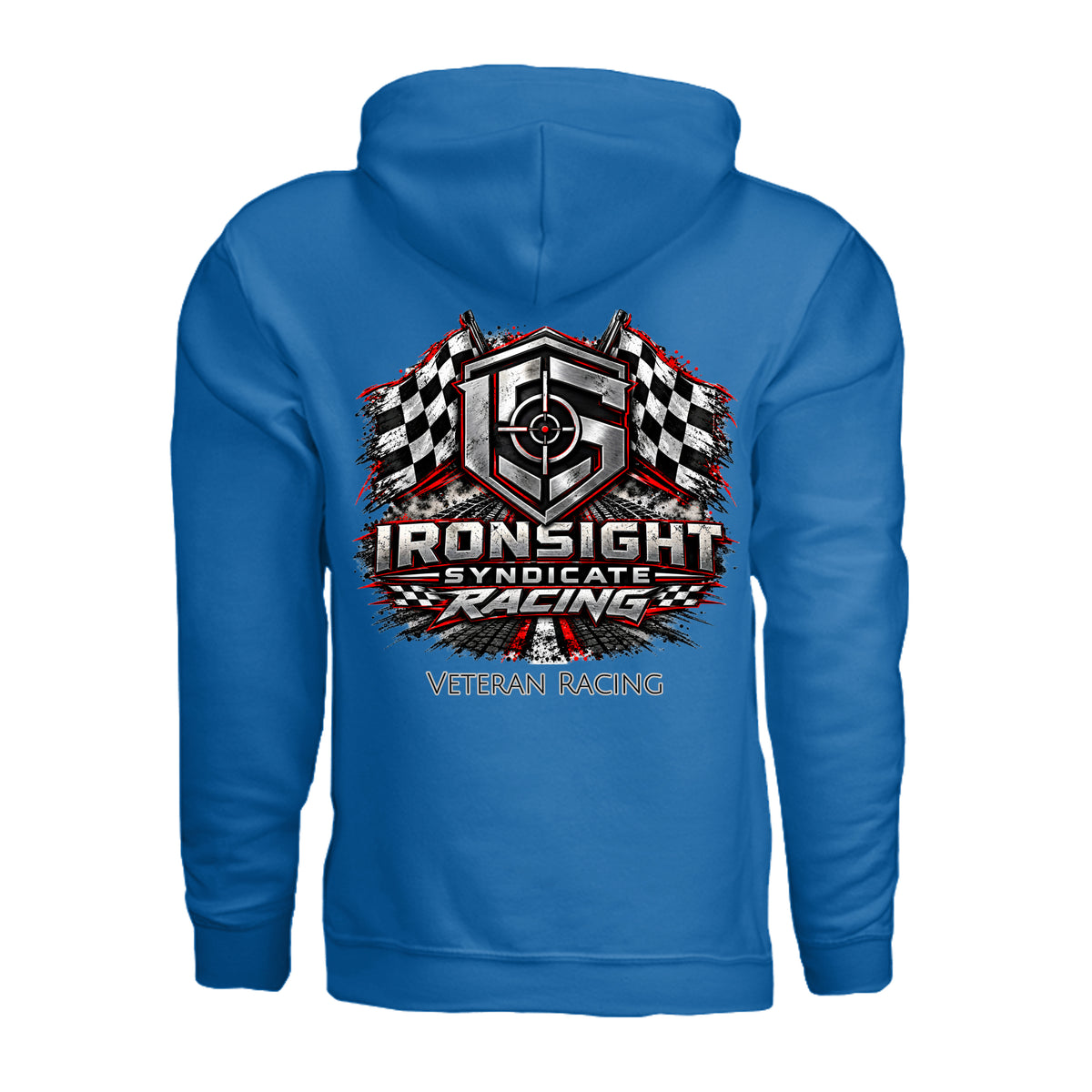 Ironsight Syndicate Racing Hoodie - Royal (Back) | Ironsight Syndicate