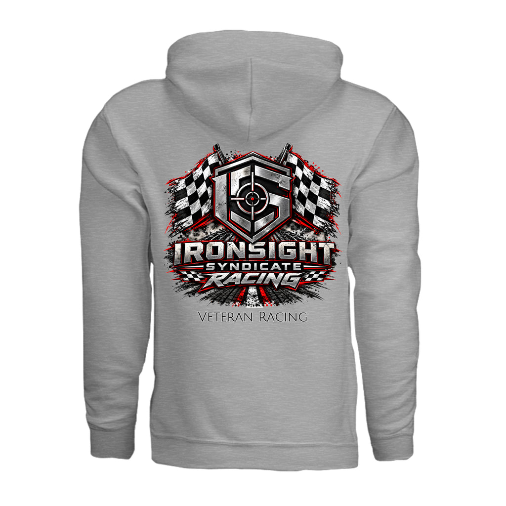 Ironsight Syndicate Racing Hoodie - Sport Grey (Back) | Ironsight Syndicate