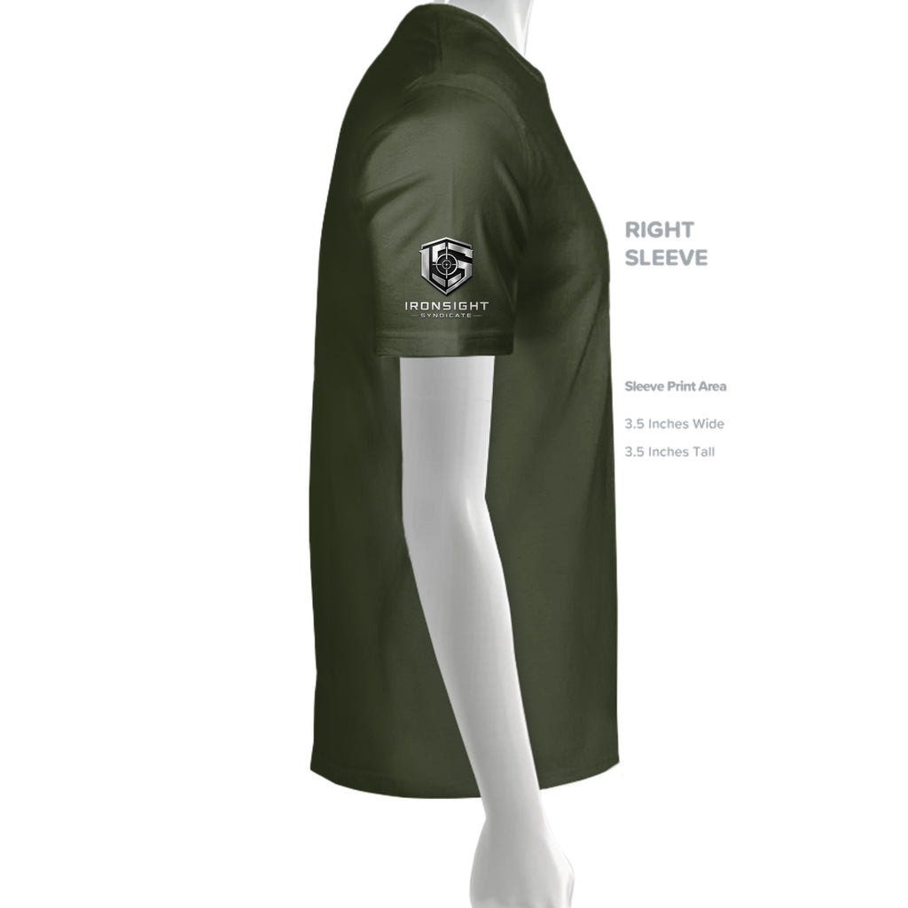 Lift More-Motivational T-Shirt - Military Green (Right Sleeve) | Ironsight Syndicate