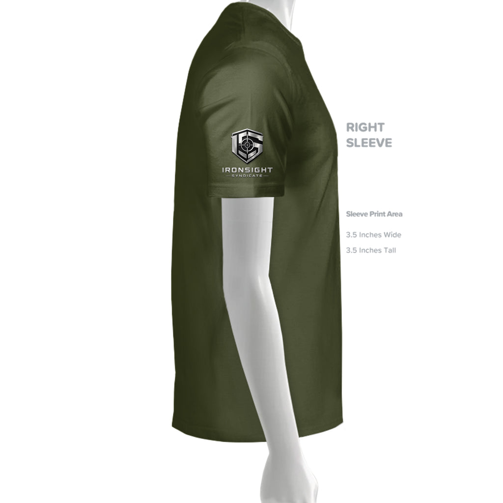 Training is Hard- Death is Permanent T-Shirt - OLIVE (Right Sleeve) | Ironsight Syndicate