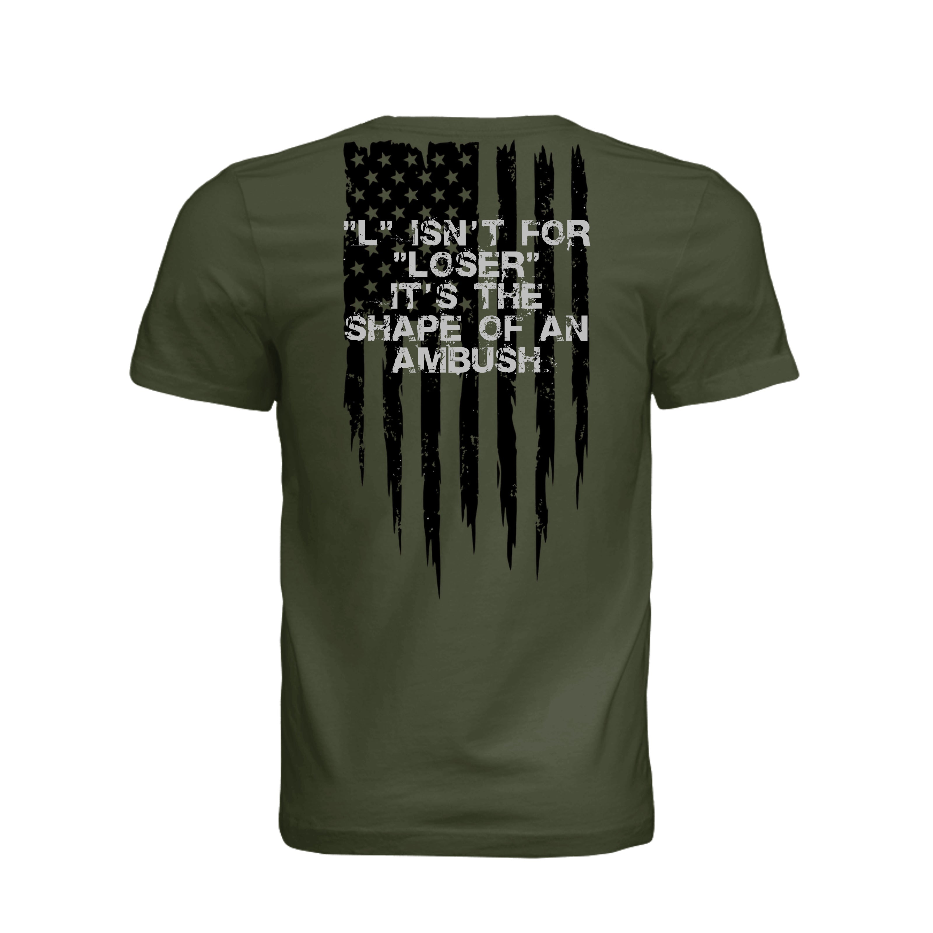 L is for L Shaped Ambush T-Shirt - Military Green (Back) | Ironsight Syndicate