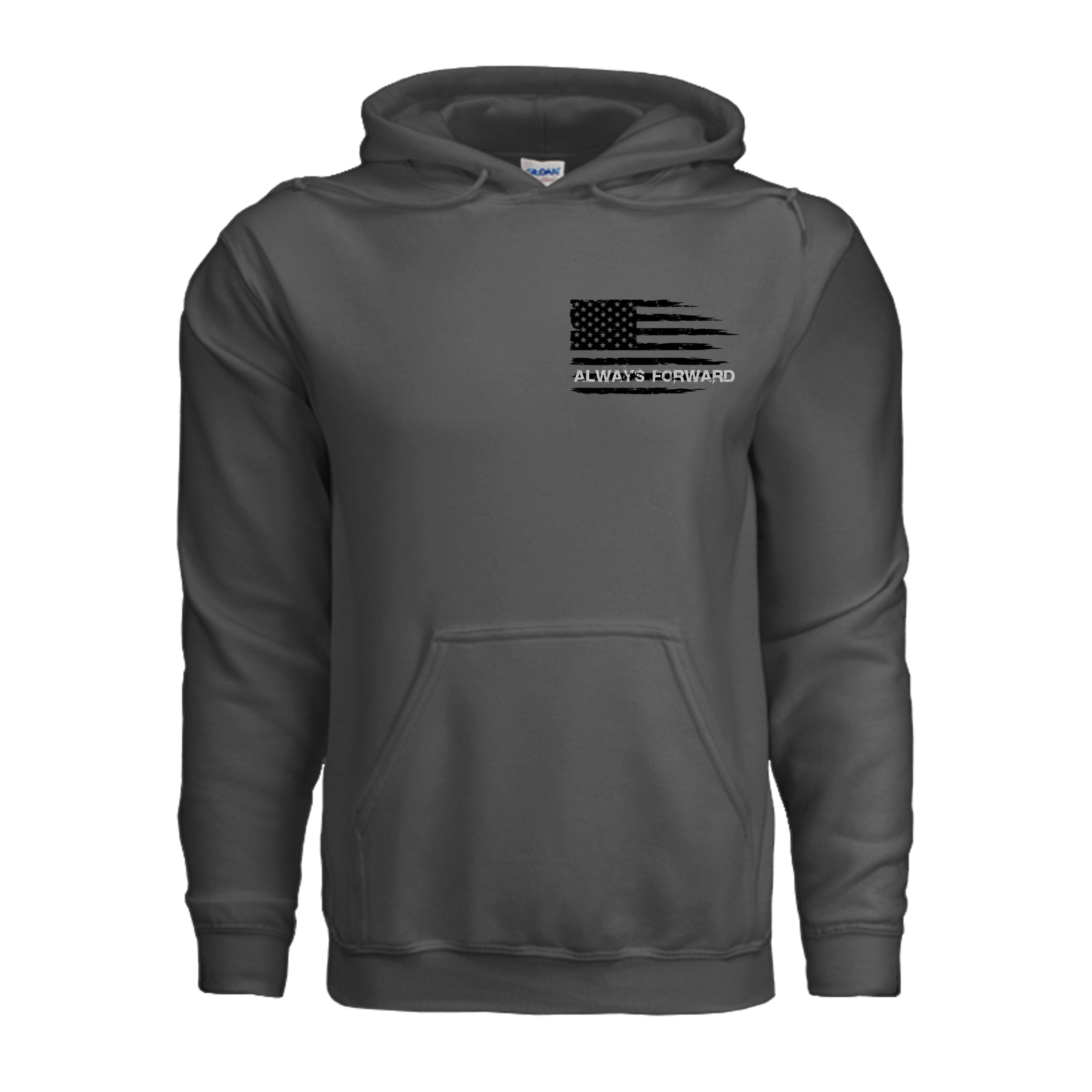 Always Forward-Never Quit Hoodie - CHARCOAL (Front) | Ironsight Syndicate