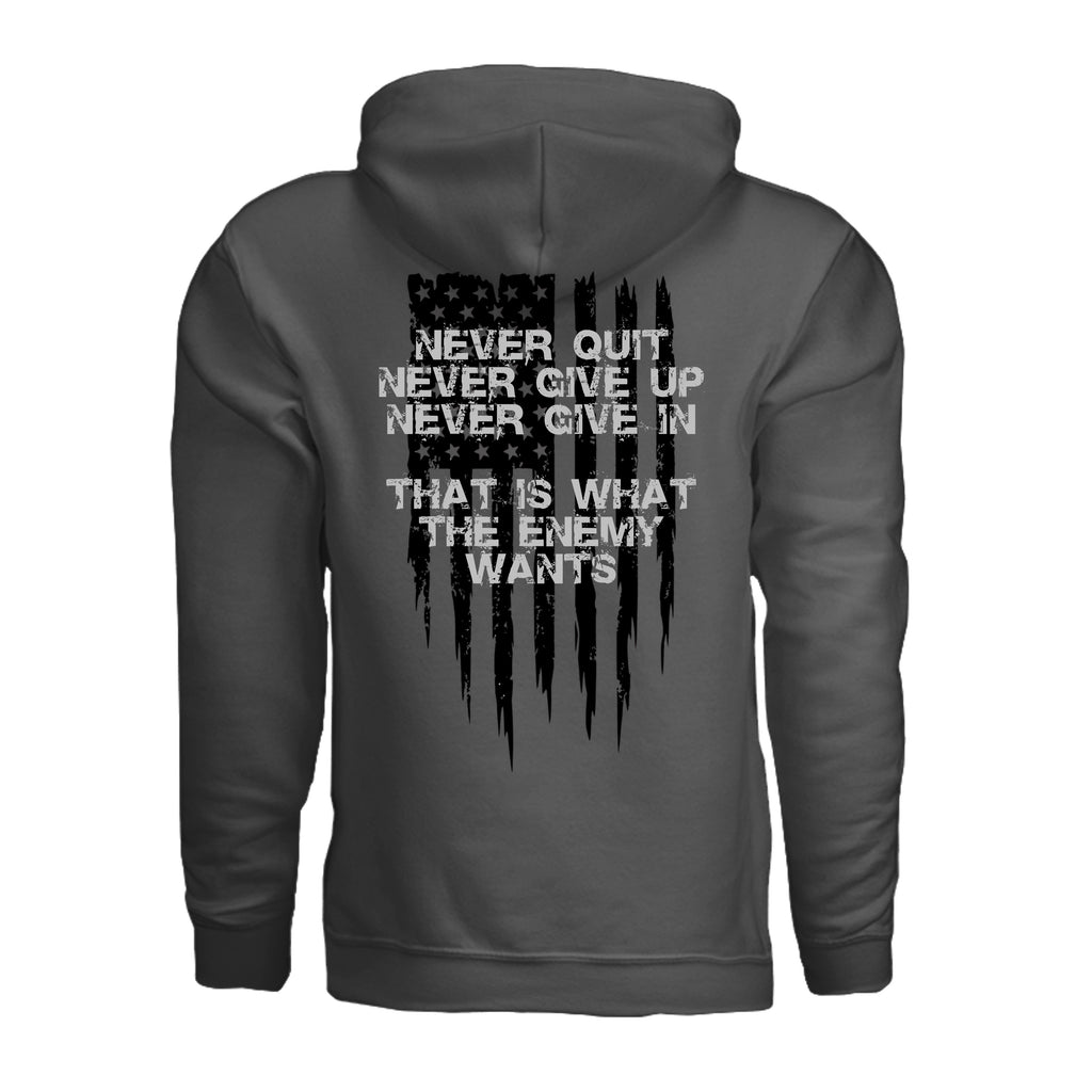 Always Forward-Never Quit Hoodie - CHARCOAL (Back) | Ironsight Syndicate