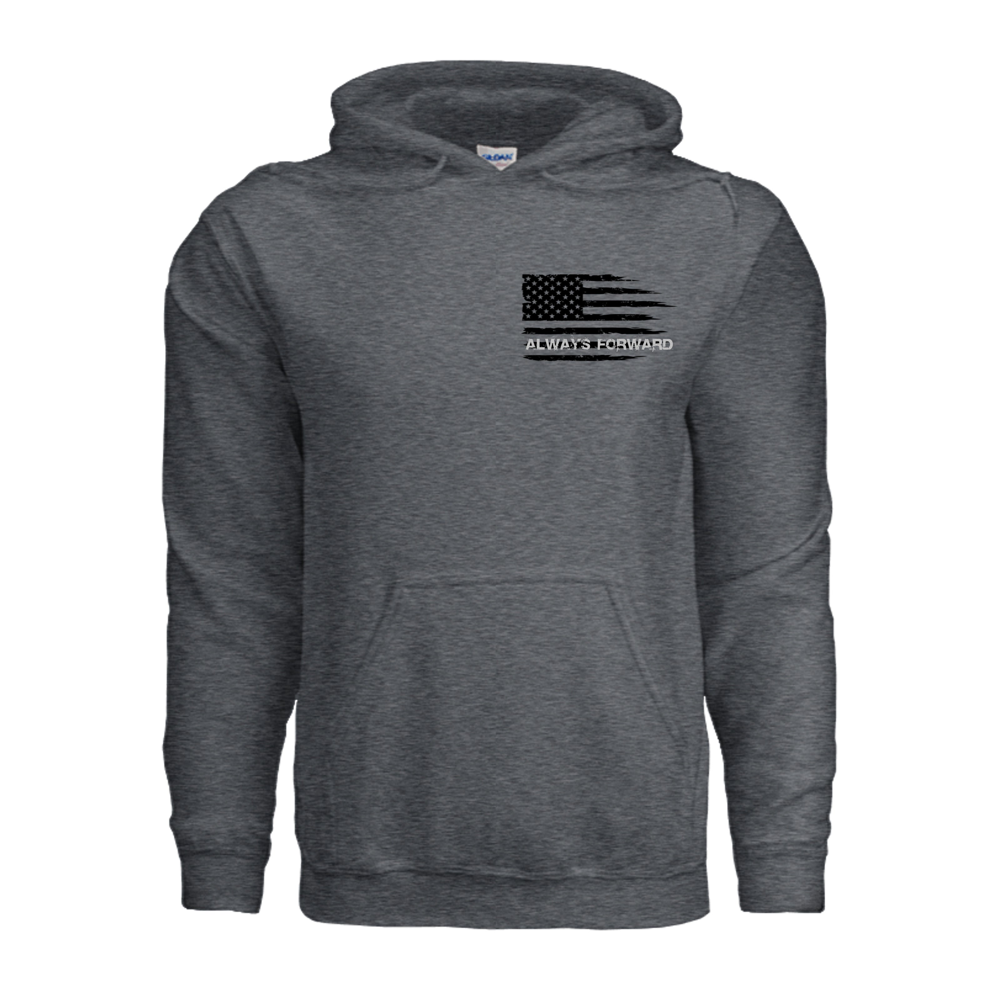 Always Forward-Never Quit Hoodie - DARK HEATHER (Front) | Ironsight Syndicate