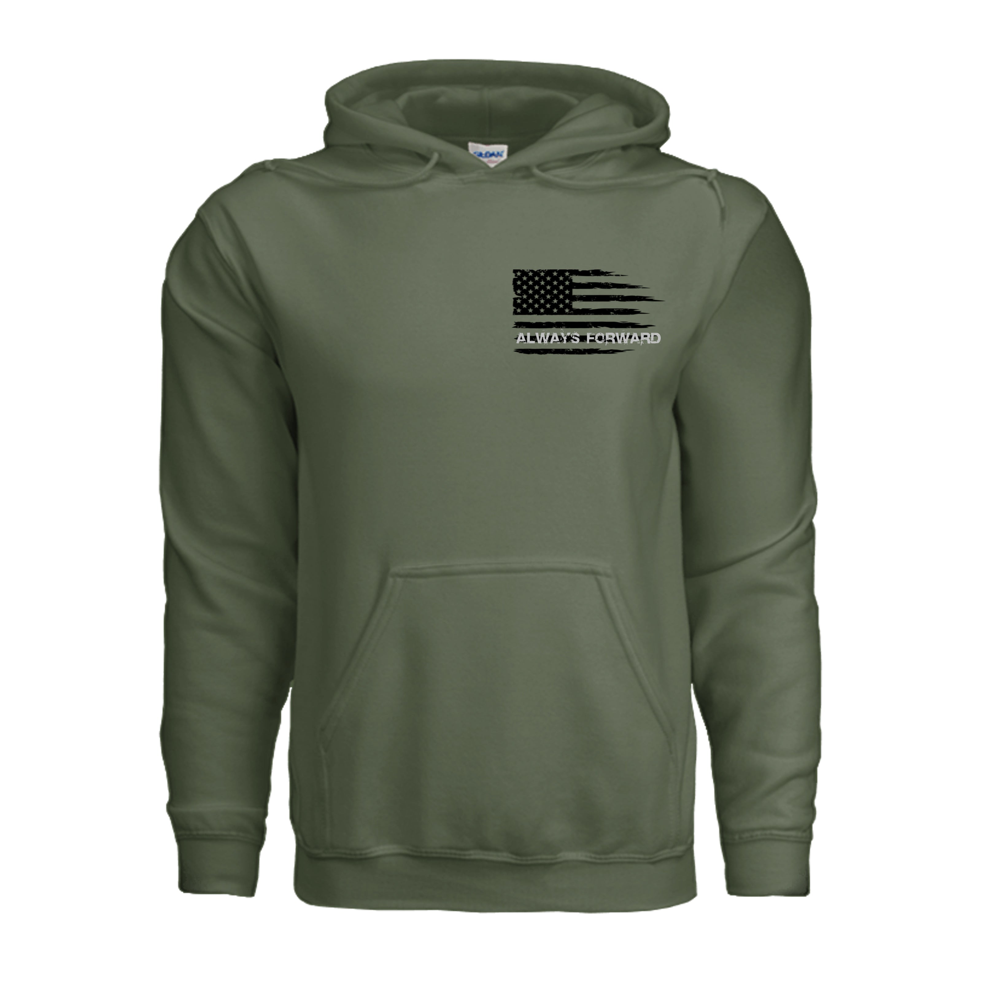 Always Forward-Never Quit Hoodie - MILITARY GREEN (Front) | Ironsight Syndicate