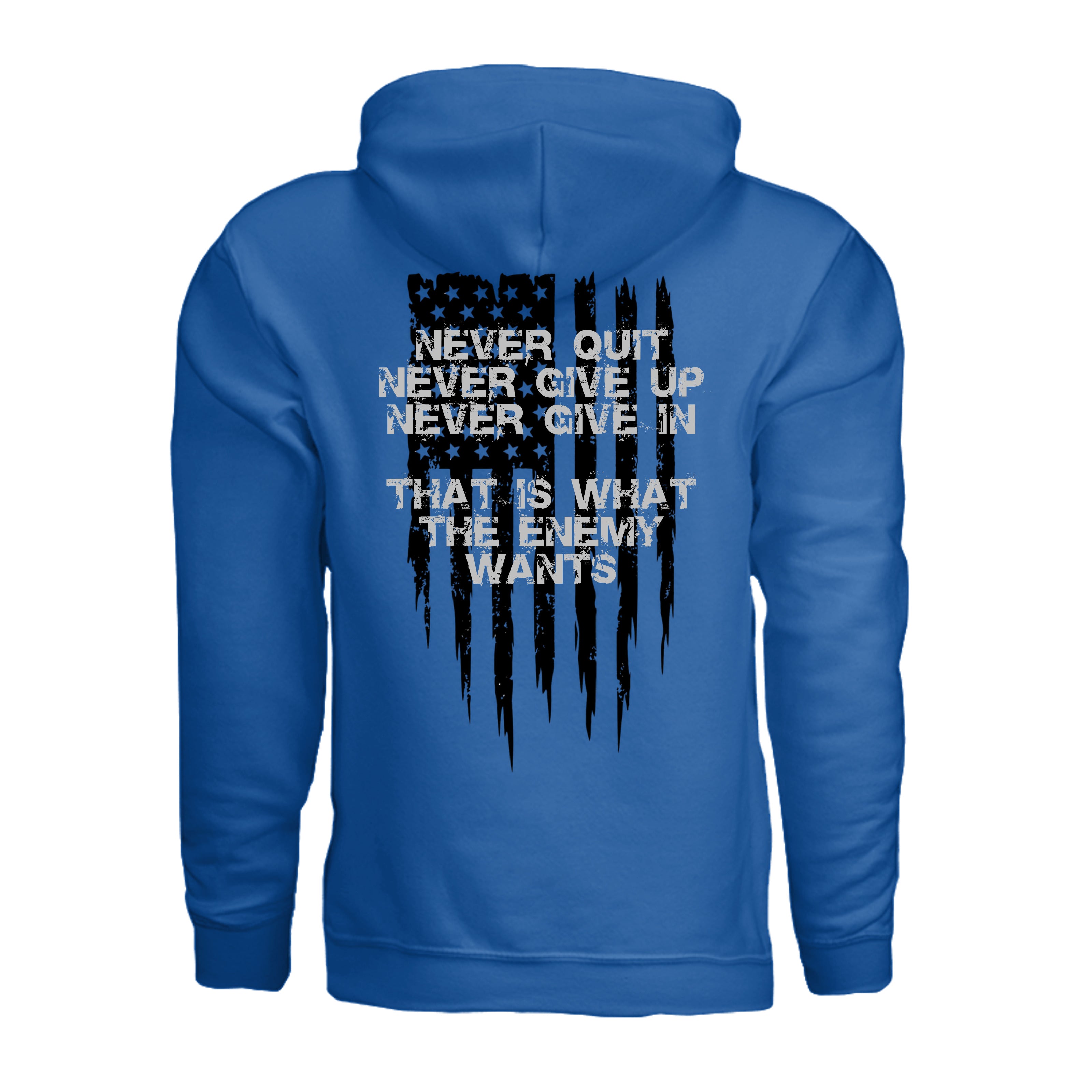 Always Forward-Never Quit Hoodie - Neon Blue (Back) | Ironsight Syndicate