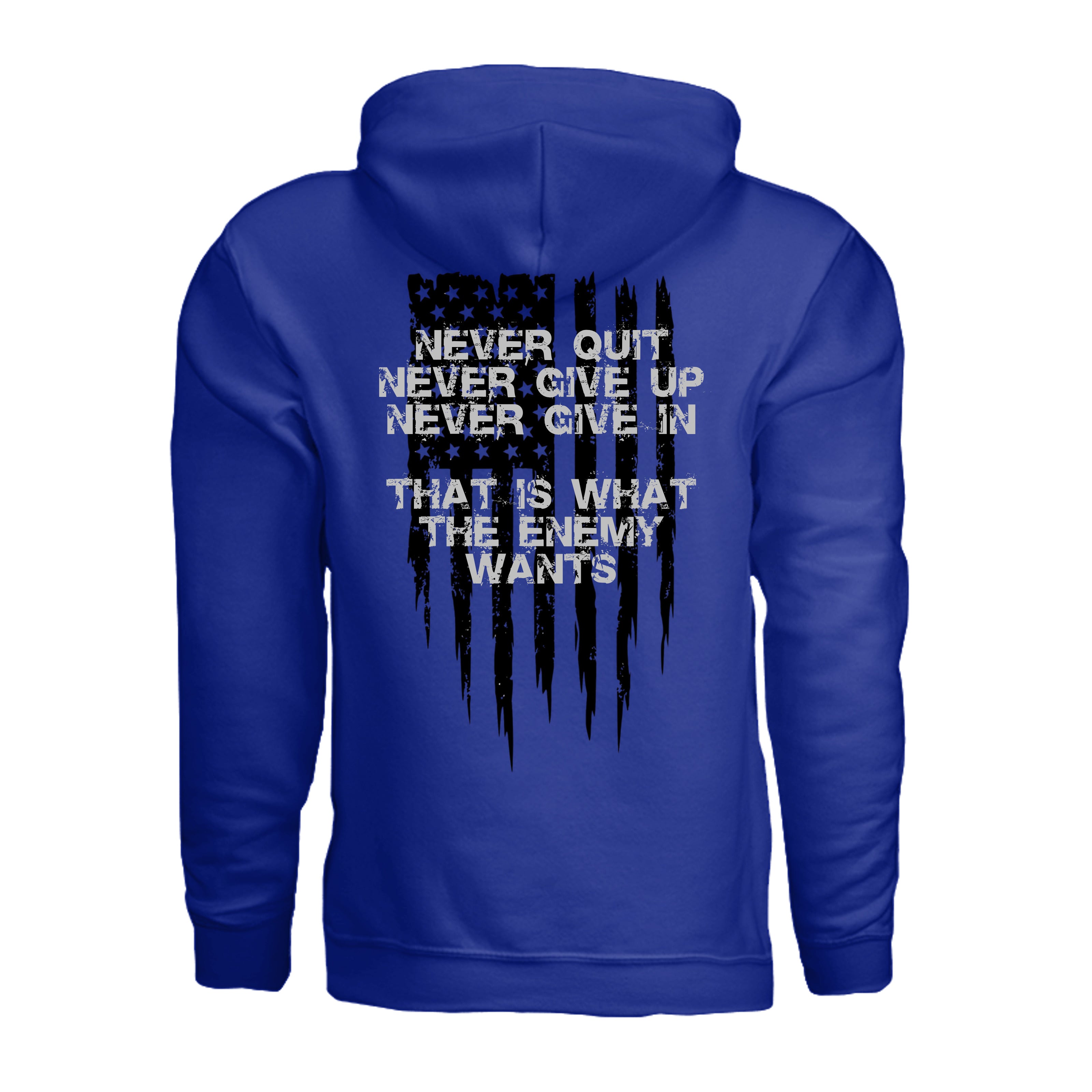 Always Forward-Never Quit Hoodie - ROYAL (Back) | Ironsight Syndicate