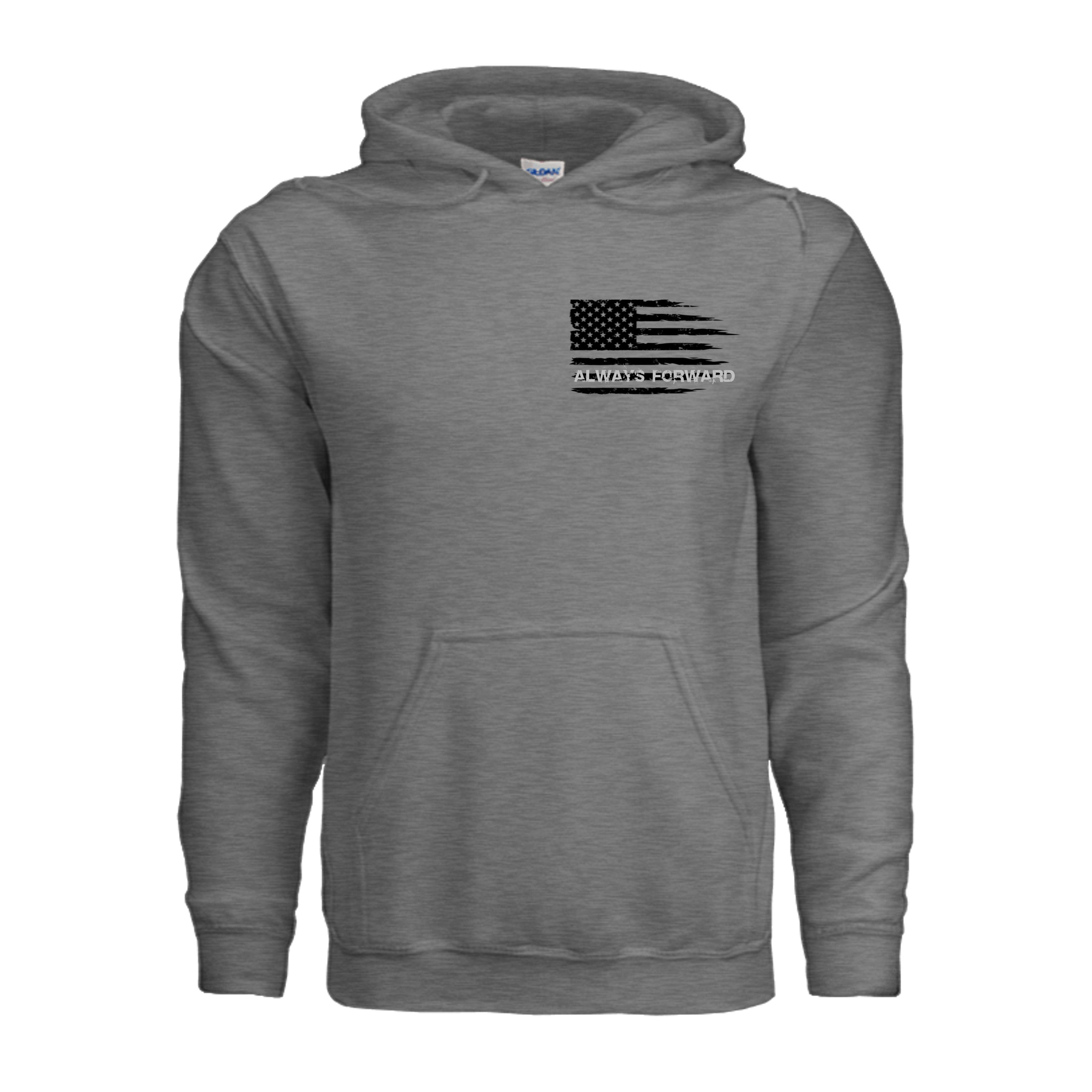 Always Forward-Never Quit Hoodie - GRAPHITE HEATHER (Front) | Ironsight Syndicate