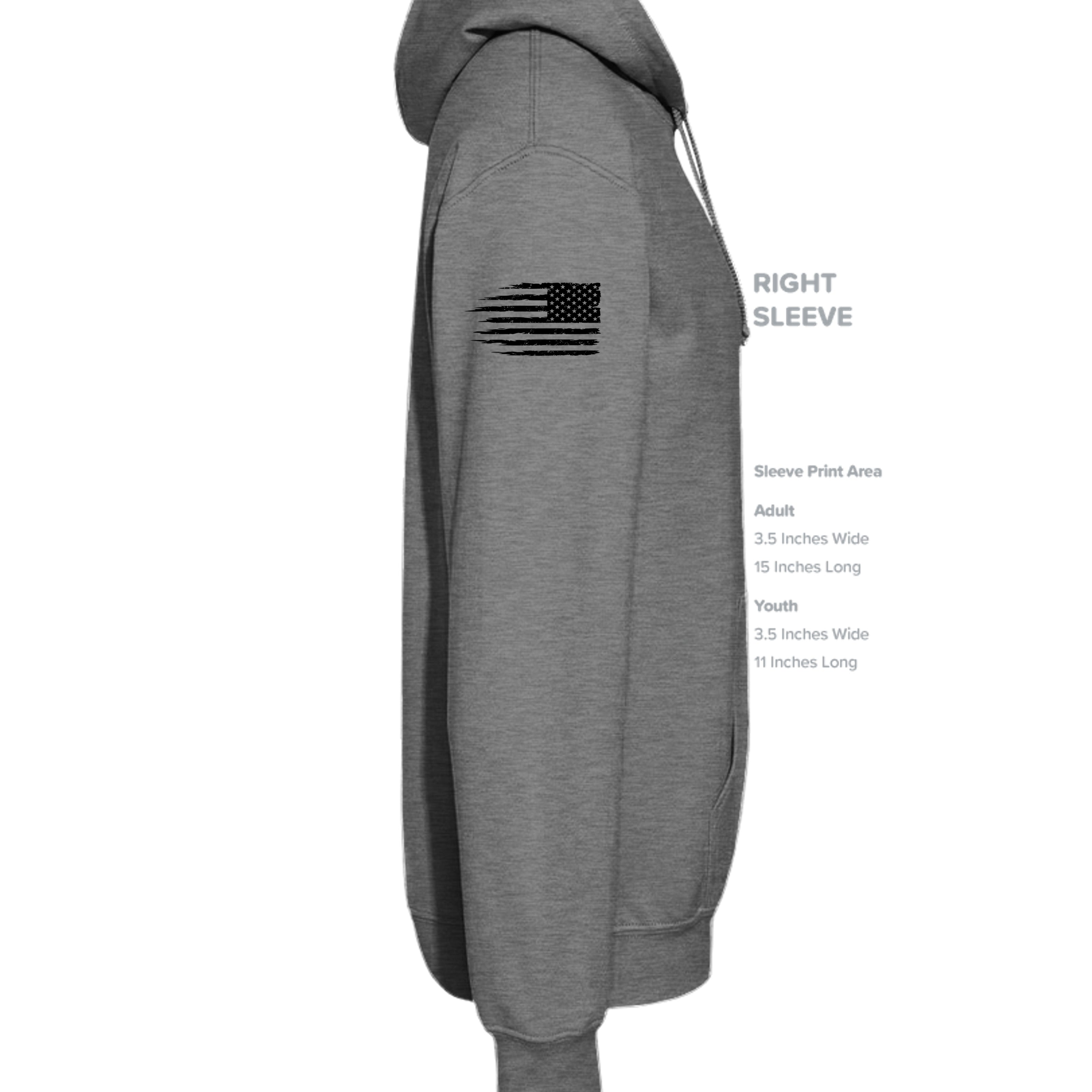 Always Forward-Never Quit Hoodie - GRAPHITE HEATHER (Right Sleeve) | Ironsight Syndicate
