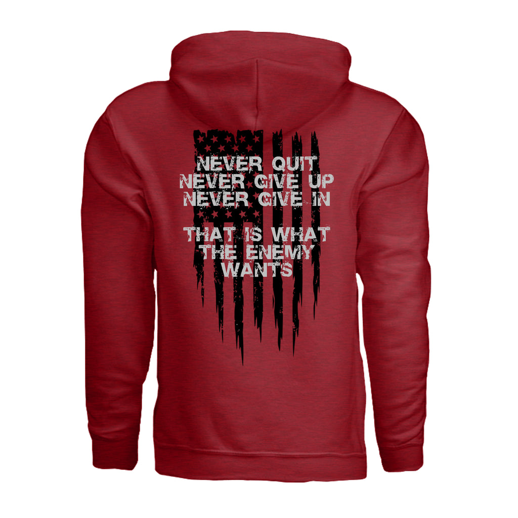 Always Forward-Never Quit Hoodie - ANTIQUE CHERRY RED (Back) | Ironsight Syndicate